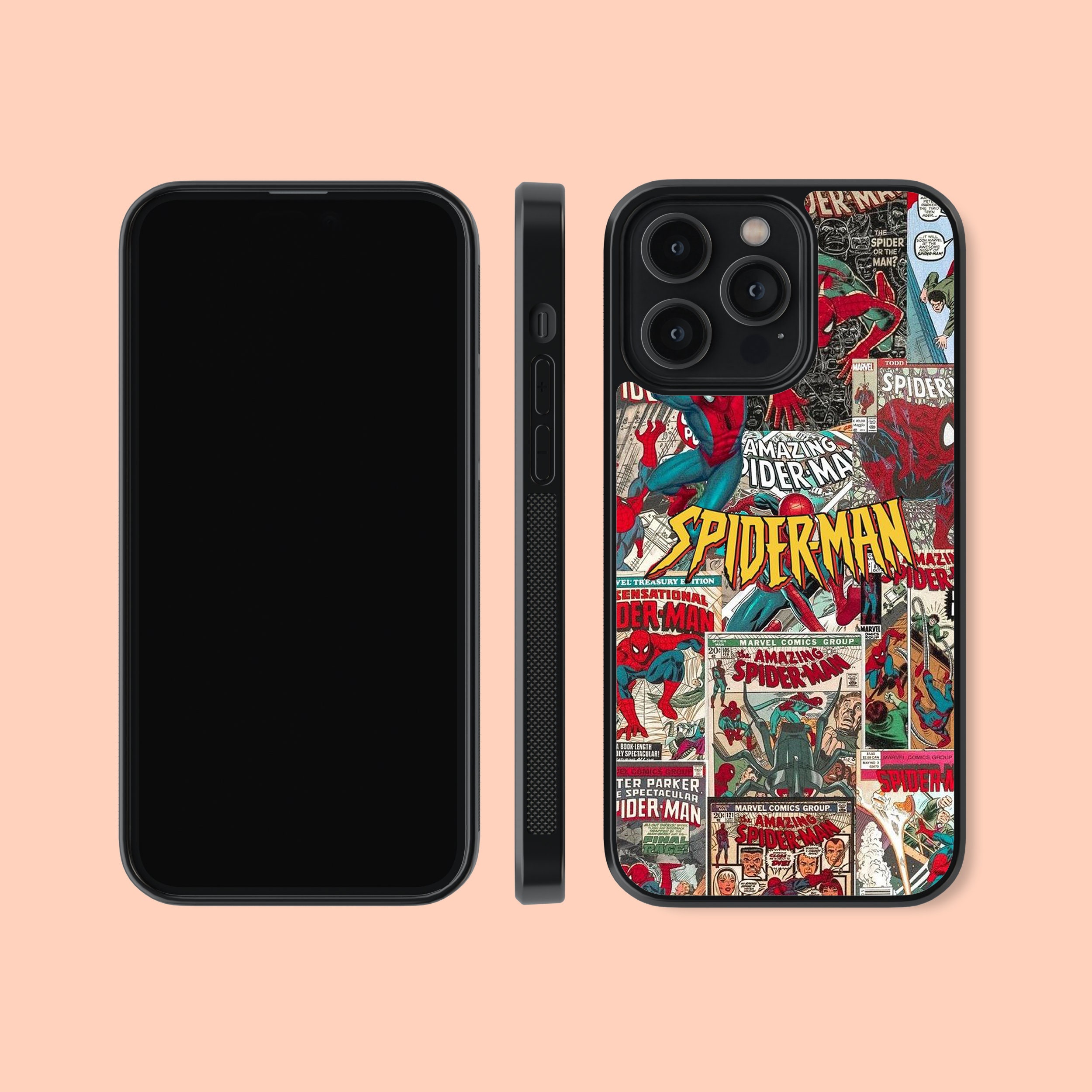 スパイダーマンのスマホケース、ピーター・パーカー風デザインカバー