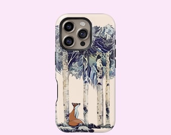 Forest Fox Design Phone Case: Tough TPU & PC Glass