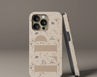 Personalized Floral Initial Phone Case: Tough, Slim, Wireless Charging