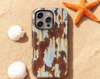 Rustiek geroeste metalen textuur ontwerp telefoonhoesje voor iPhone 17 16 15 14 13 12 11 Pro Plus Mini Max, Samsung S25 S24 S23 S22 S21 Plus Ultra Case