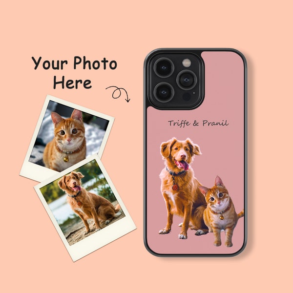 Coque de téléphone personnalisée pour animal de compagnie utilisant la photo et le nom de l'animal, coque personnalisée en caoutchouc de silicone pour iPhone 14 13 12 11 Mini Pro XR Max, Samsung Galaxy S22 Ultra