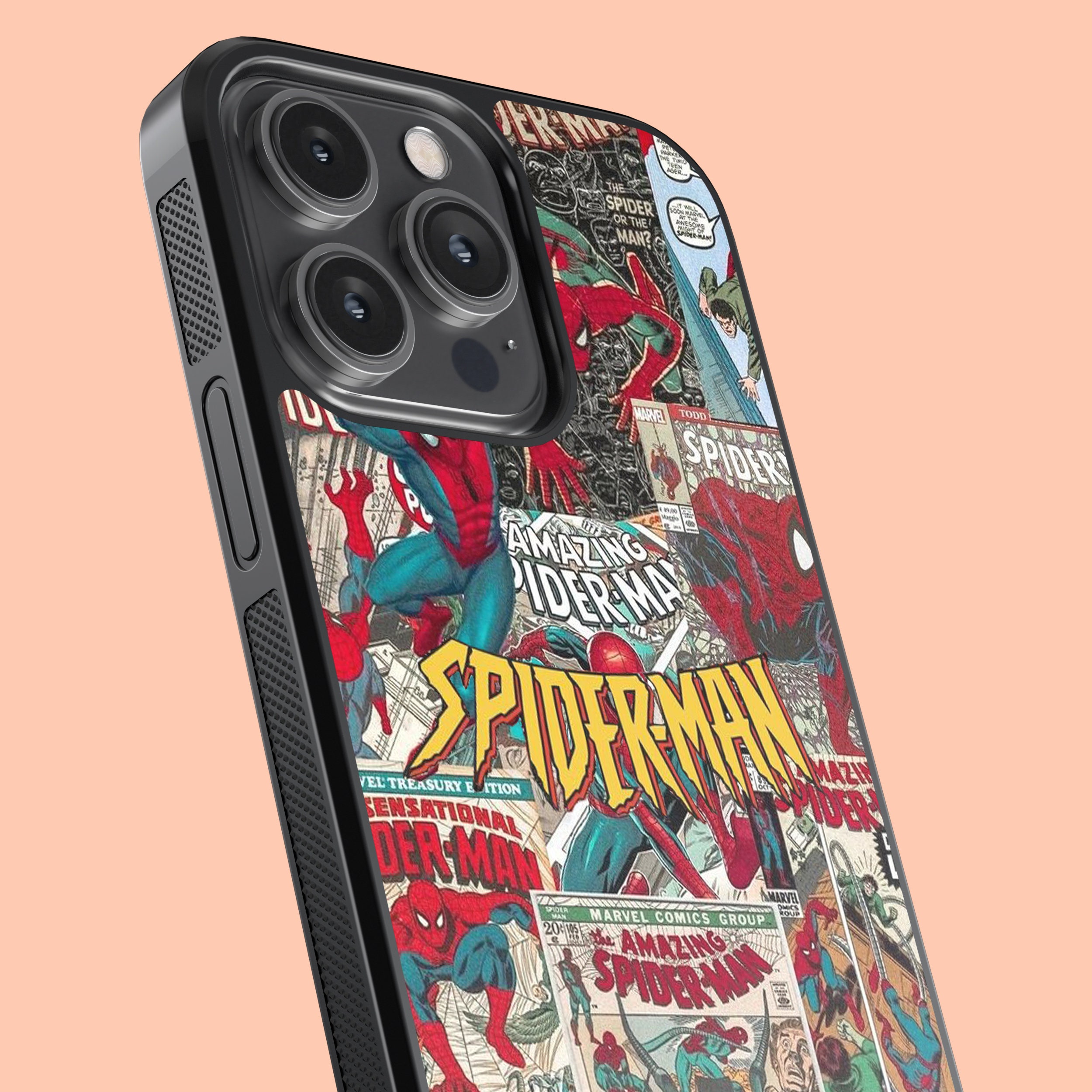 スパイダーマンのスマホケース、ピーター・パーカー風デザインカバー