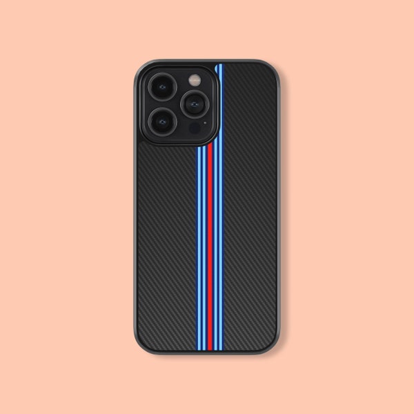 Carbon Fiber Racing Stripes Design Phone Case Silikonkautschuk Custom Cover für iPhone 14 13 12 11 Mini Pro X XR Max, Samsung Galaxy S23 Ultra