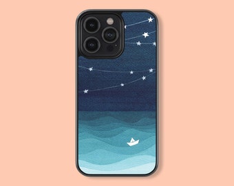 Garland Of Stars, Teal Ocean Design Phone Case Silicone Rubber Custom Cover For iPhone 14 13 12 11 Mini Pro XS Max,Samsung Galaxy S22 Ultra