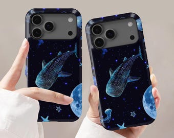 Cosmic Whale Shark Manta Ray Design Phone Case For iPhone 17 16 15 14 13 12 11 Pro Plus Mini Max, Samsung S26 S25 S24 S23 S22 S21 Ultra Case