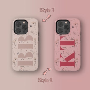 Funda personalizada para teléfono duro con diseño de iniciales / iPhone 15/14/13/12/11 Pro Max MagSafe Case / Samsung Galaxy S23/S22/S21 Ultra / 8 Case