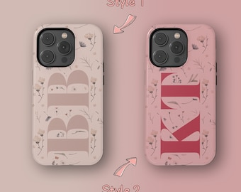 Personalized Floral Initial Phone Case: Tough iPhone & Galaxy Case