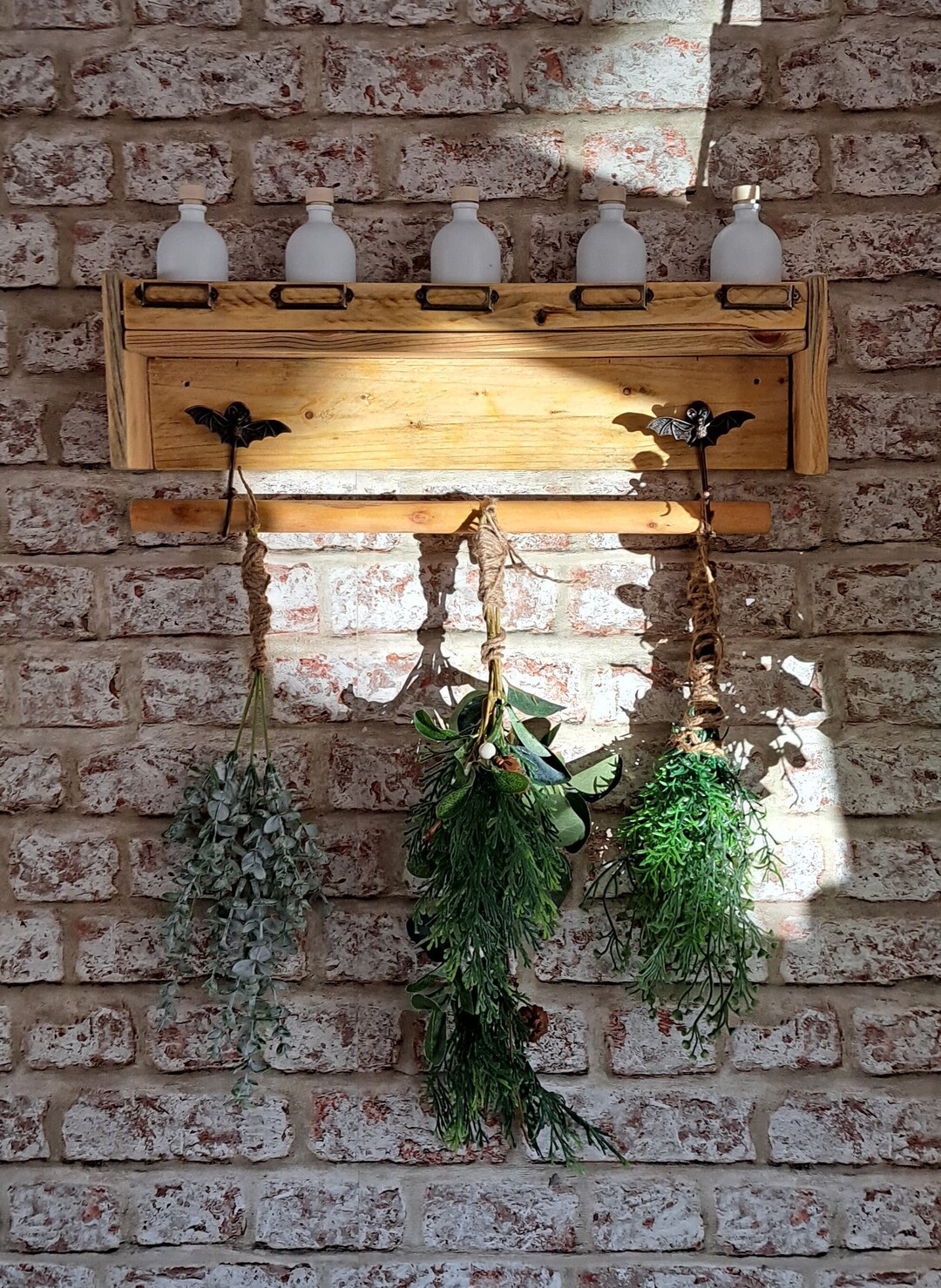Herb Drying Rack, Shelf, Flower Drying, Bat Theme. Green Witch, Magik ...