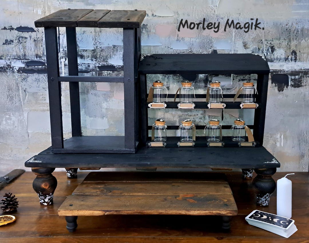 Reclaimed Wood Altar Table Set, Witchy Gothic Shelving, 4 Piece Set ...