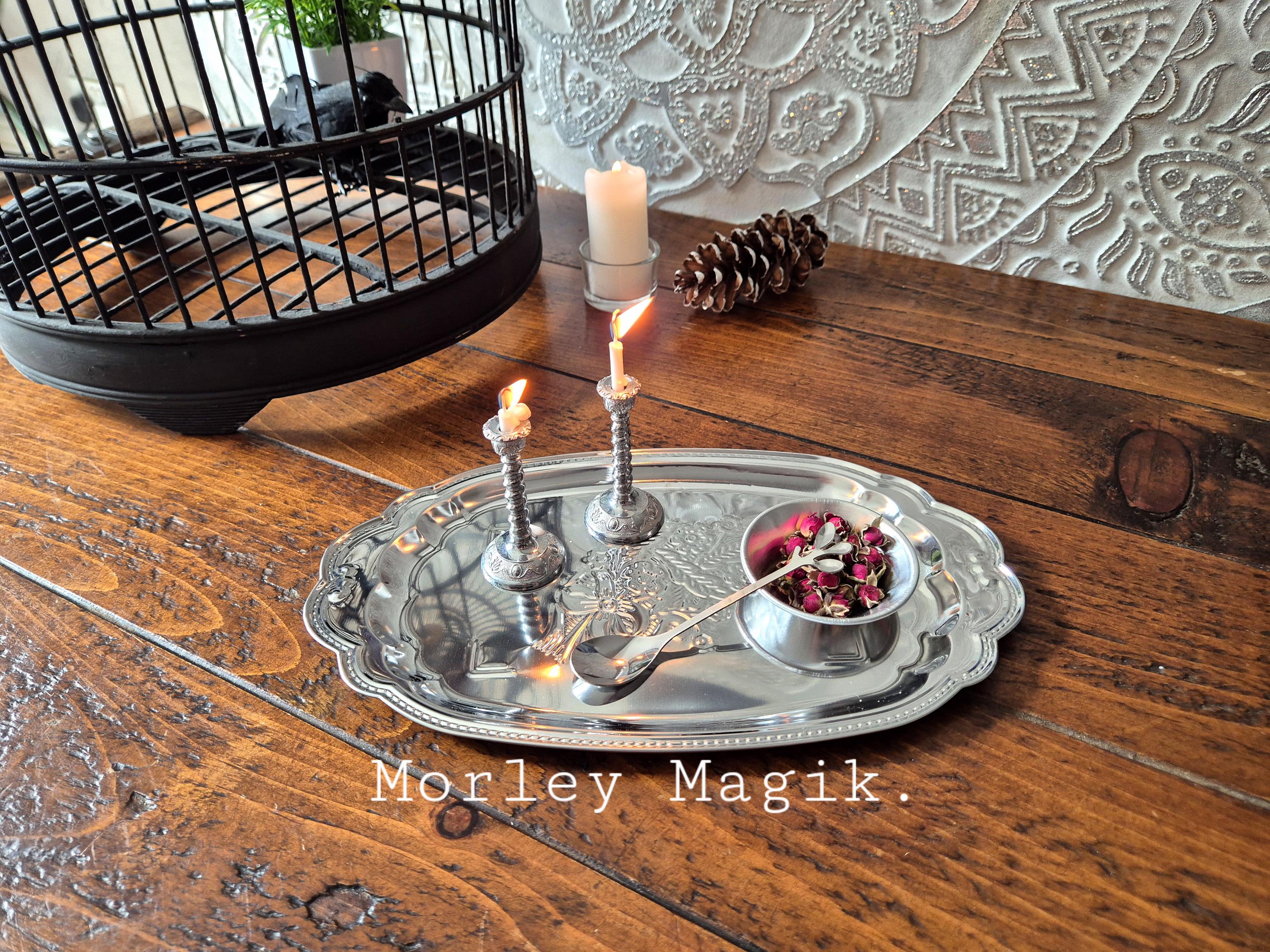 Yardenfun Witch Altar Tray – Metal Jewelry Dish, Trinket Holder For Desk & Nightstand (14.3x14.3 Cm)