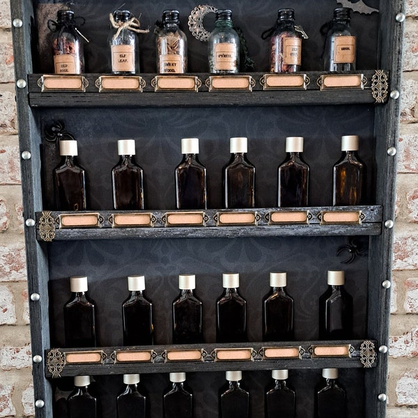 Spice rack. Witches Gothic spice rack, spell ingredients rack. Witch craft , Apothecary.