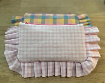Pencil case with ruffles / frilly pencil case / unique pencil case / women's pencil case / teen pencil case / handmade gift