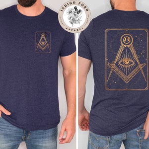 Freemason Masonic T-Shirt Square & Compass Short sleeve Mason tshirts Masonic Gifts Front and Back Free mason Shirt
