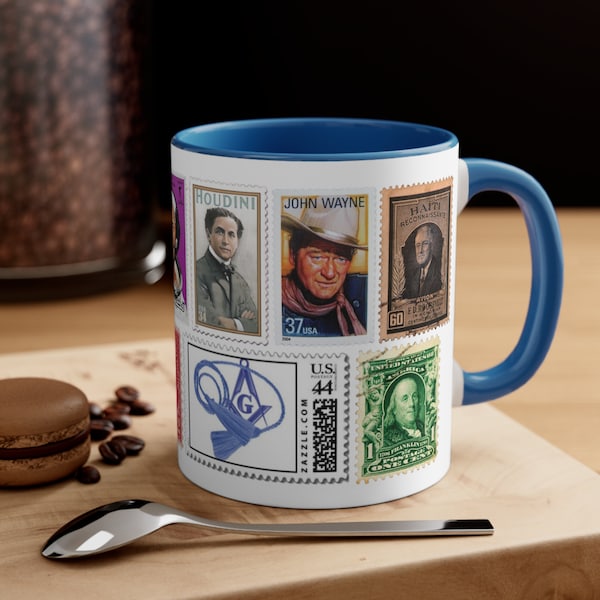 Famous Freemasons Coffee Mug Masonic Faces of Free Masons Gifts Accent Coffee Mug, 11 oz