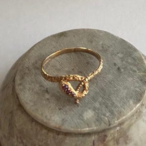 9k Gold Snake Ring with Rubies