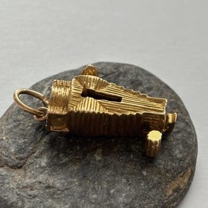 Vintage 9k Gold Cathedral Charm Pendant 1963