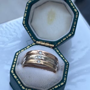 18k French Tri- Colour Band Ring with Diamonds