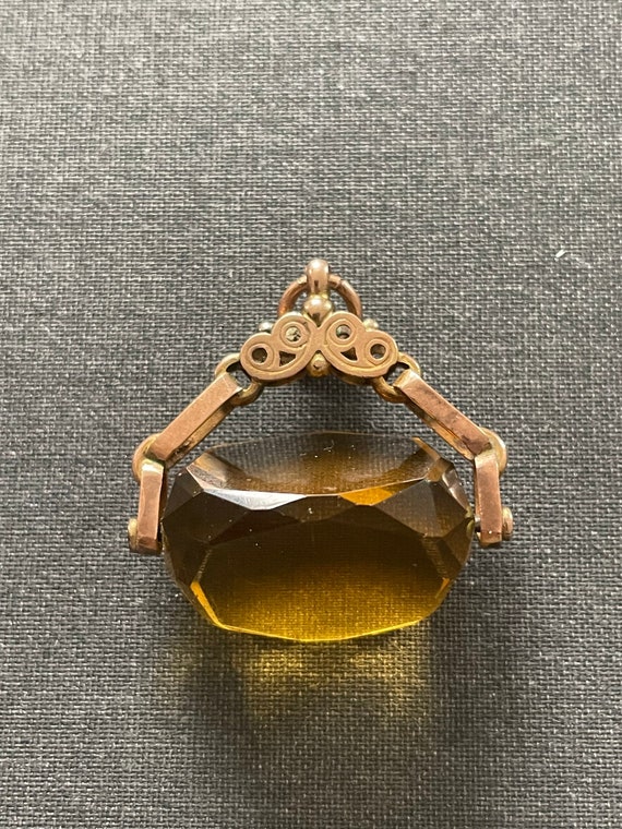 9k Gold Spinner Fob with Stunning Citrine - image 1