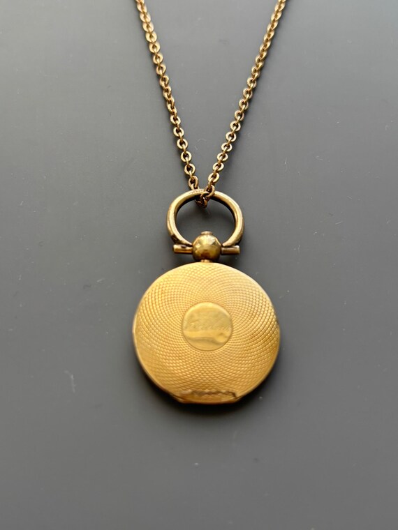 Antique 14k Gold Locket Pendant on 9k Gold Chain Necklace 1834