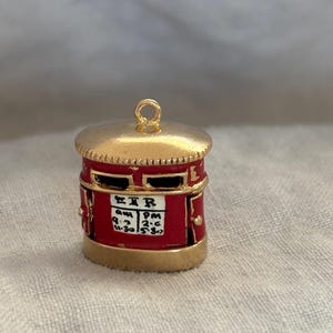 British 9k Gold Post Box Charm w/ Enamel