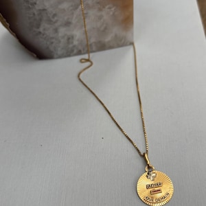 Francês 18k Gold A. Augis 18k Gold / Ruby Engine Turned Charm Pendant Necklace
