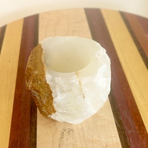 White Onyx Tea Light Holder: Raw Travertine Marble Candle Holder