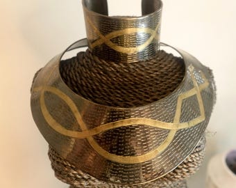 Vintage 80s Stamped Brass Snake Choker and Cuff Set: Egyptian Revival