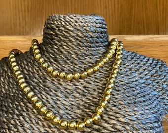 Vintage Monet Gold Tone Ball Chain Necklace: 1990s Y2K Jewelry