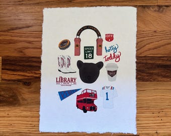 Oxford, Mississippi Hand-Illustrated University Icon Print