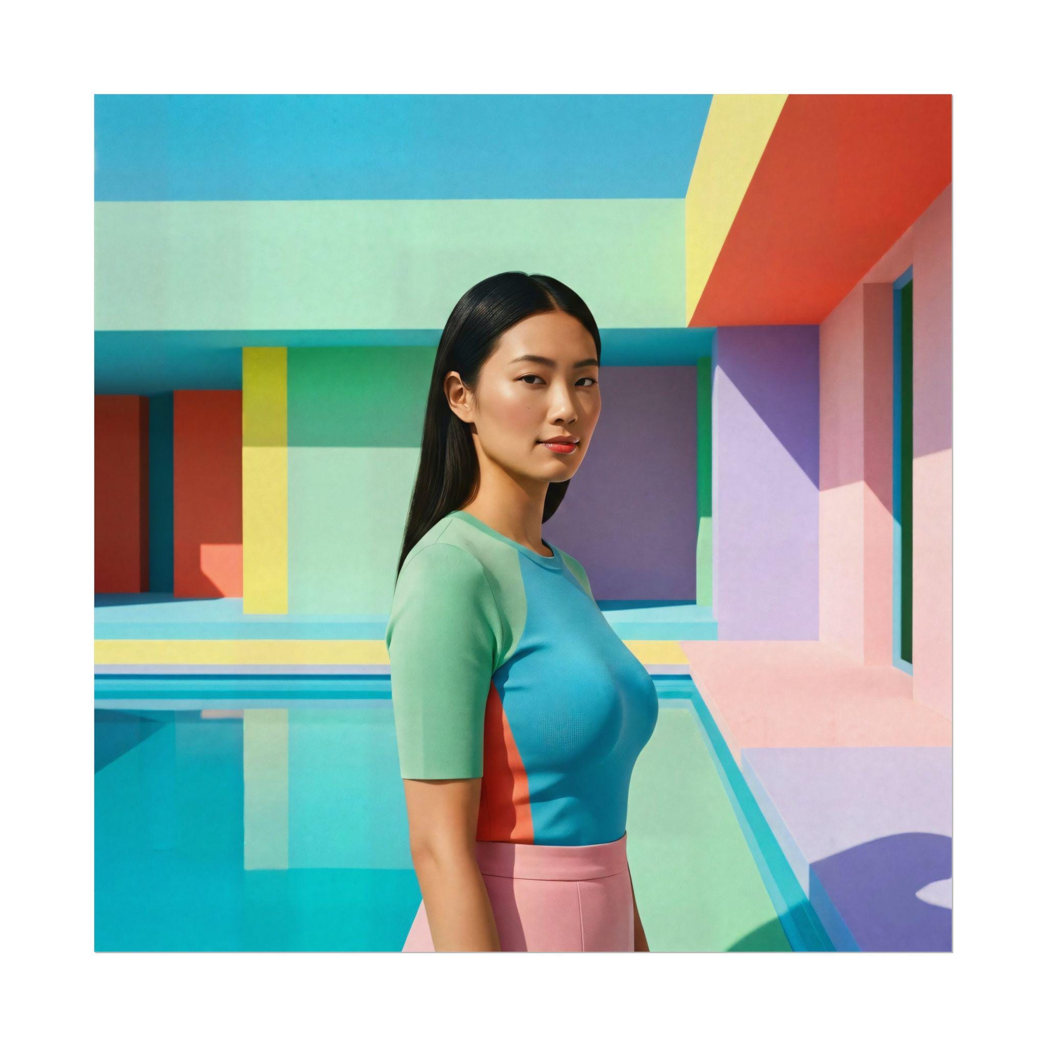 Colorblock Portrait Poster, Matte Watercolor Print - Etsy