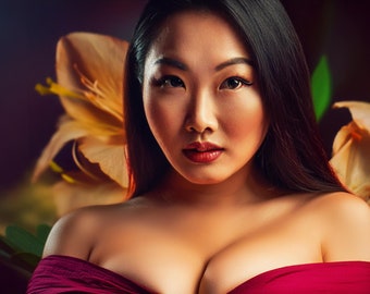 Portretten van 8 mooie Aziatische vrouwen • Afdrukbare kunstafbeeldingen