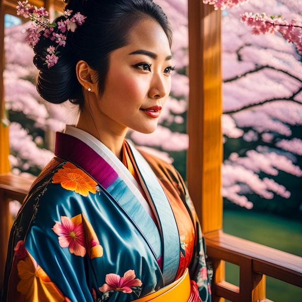 Geisha Girl Printable Wall Art • Download (4 Images) • 35.56 centimeters by 45.72 centimeters • 14x18 Inches.