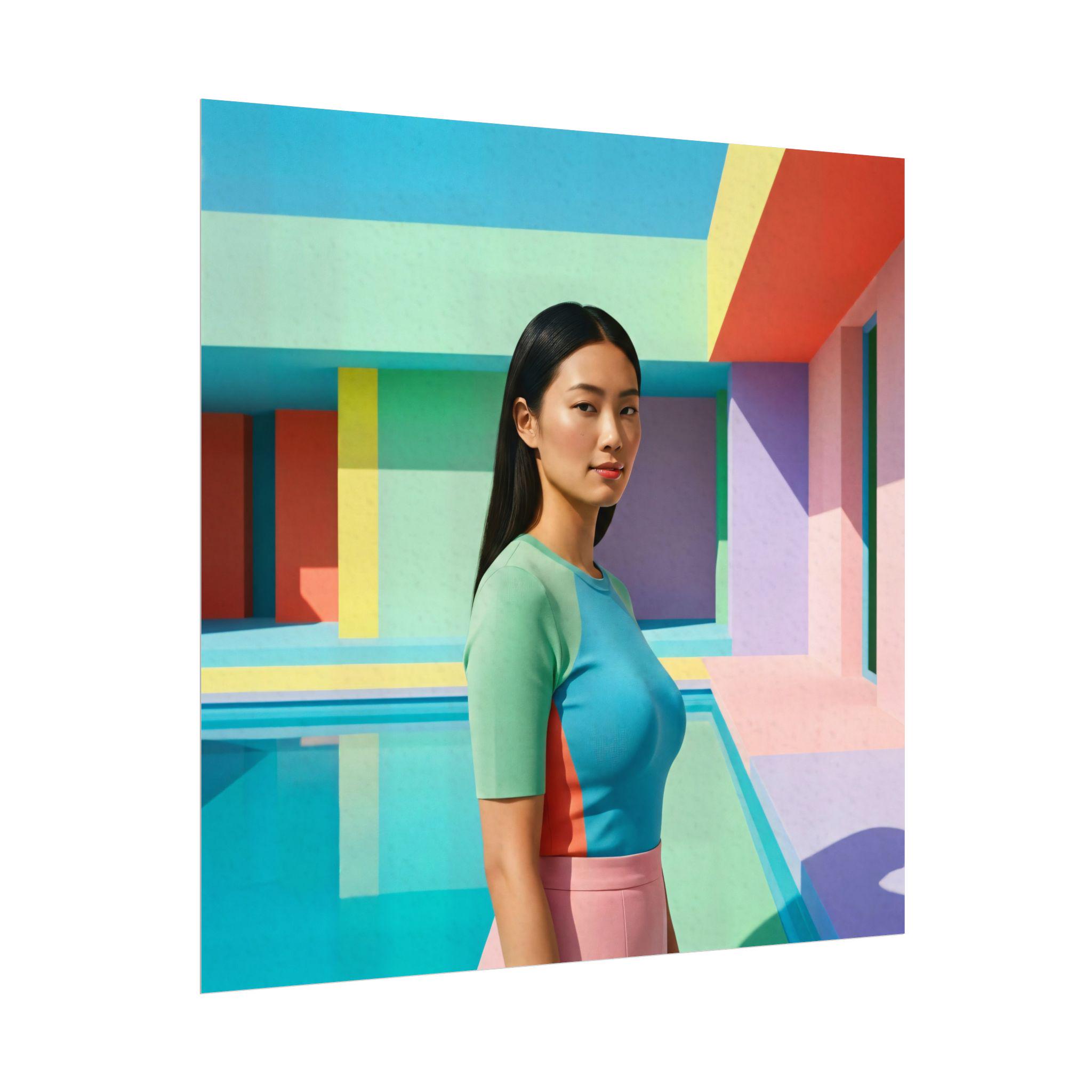 Colorblock Portrait Poster, Matte Watercolor Print - Etsy