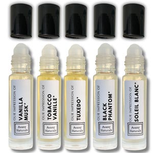 Vanilla Cologne Men 5 Pc - Pheromone Perfume Oil Long Lasting Body Fragrance Roll-on