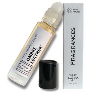 FALL PERFUME - Ombre Leather Scented Body Oil Based Fragrance For Skin in Roll on Bottle