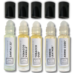 Spicy Cologne Men 5 Pc - Pheromone Perfume Oil Long Lasting Body Fragrance, Roll-on Concentrated No Dilutions Vegan Friendly & Cruelty Free