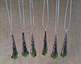 Steampunk Christmas Tree Icicle ornaments xmas decorations gothic green glass filigree copper 6 handmade 1st Christmas Vintage style pendant