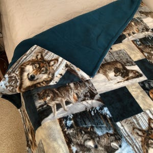 Wildlife Blankets Deer Moose Wolf Large Throws Cabin Woodland Double Sided Blanket image 4