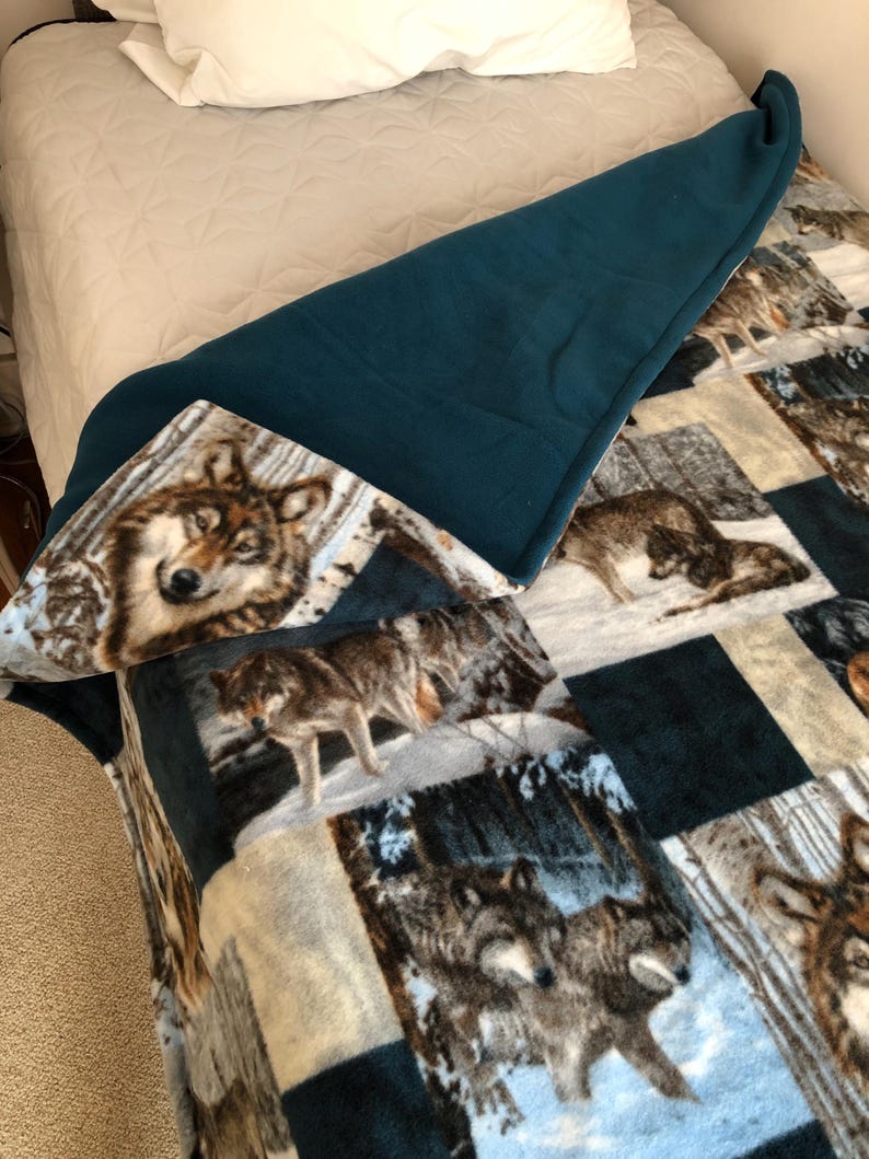 Wildlife Blankets Deer Moose Wolf Large Throws Cabin Woodland Double Sided Blanket image 4