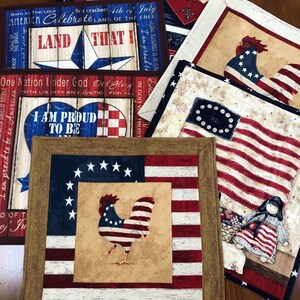 Patriotic Table Squares Table Topper July 4th Memorial Day Americana Flag USA Rooster Table  Mat Table Runner Placemat
