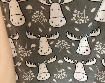 Woodland Moose Winter Blanket Baby Moose Only One Left Flannel Fleece Blanket |Moose Kids  Pillow Covers available in my Shop