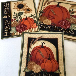 Quilted Fall Pumpkin Placemat, Thanksgiving Table Topper