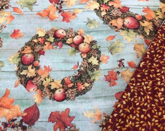 Pumpkin Fall Holly Winter Cotton Tablerunner Table Topper Fall Glitter Pumpkins Reversible Glitter Holly Mug Rug Candle Coaster Protector