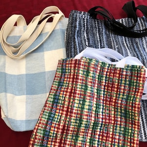 Sac de voyage fait main en toile de coton bleu acier Cartable de plage en toile de coton épais Buffalo Check