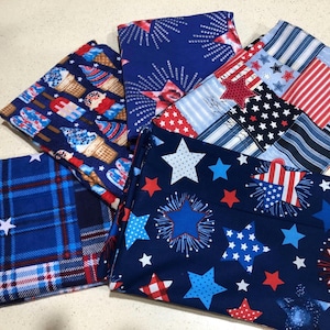 Patriotic Pillows Covers 16/18” America Stars and Stripes Patchwork Cotton/Cotton Flannel July 4th Ice Cream Cones America 250