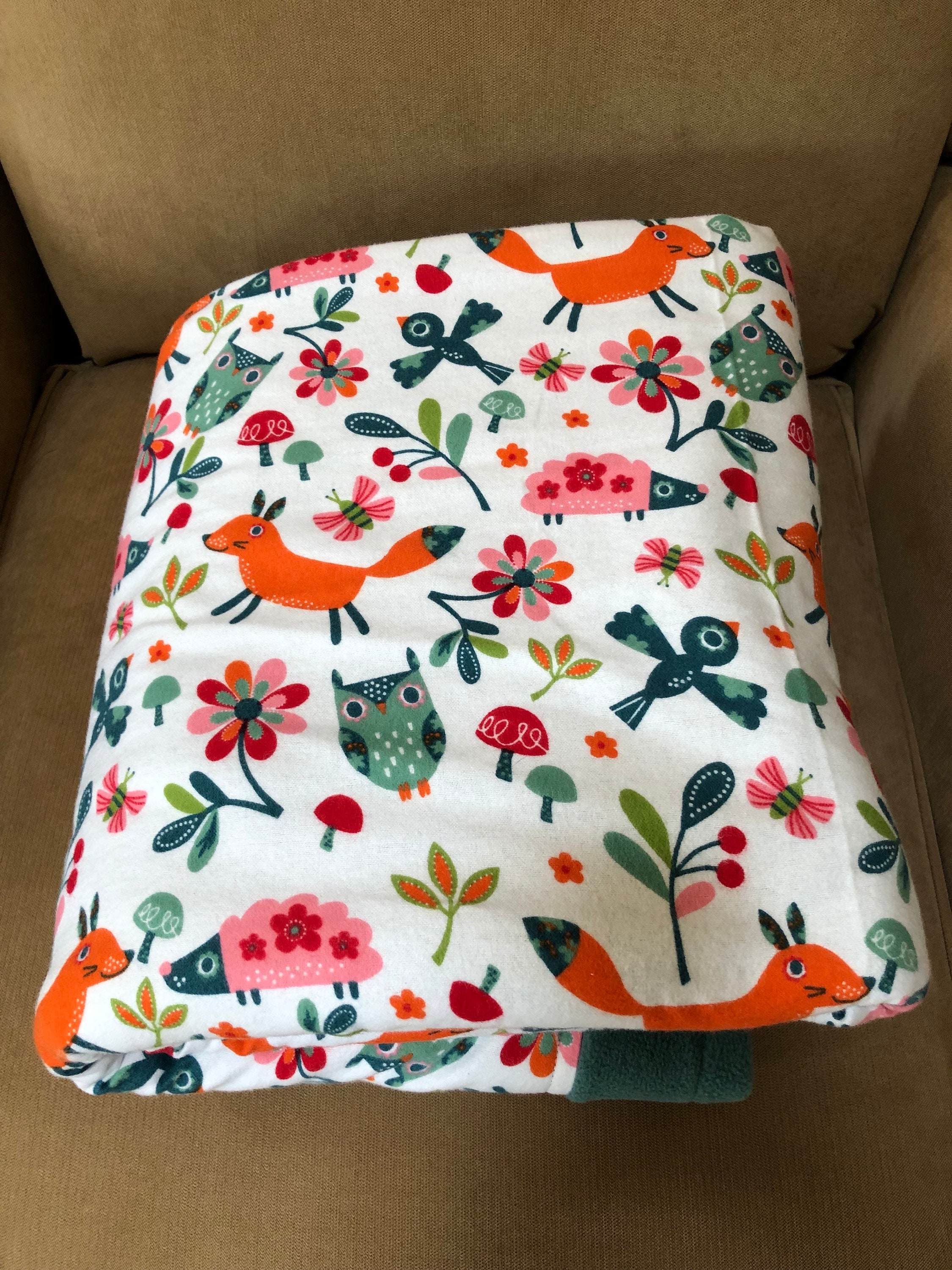 Flannel Fleece Scandinavian Print Wildlife Animals Bunnies Owl Fox Hedgehog Fun Forest Friends Kids 