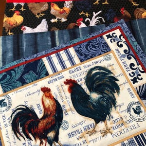 Rooster Chicken Placemats Americana July 4th Farmlife USA Pride Kitchen Decor