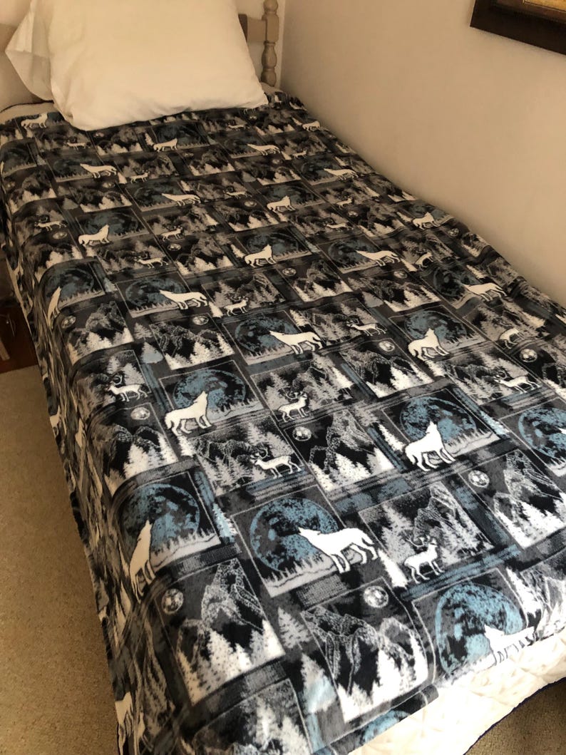 Wildlife Blankets Deer Moose Wolf Large Throws Cabin Woodland Double Sided Blanket image 5
