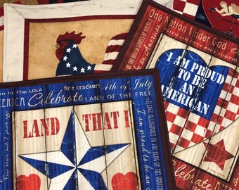 Patriotic Placemat Table Topper USA July 4 Centerpiece Placemat Cabinet Counter Topper Patriotic Rooster Uncle Sam Placemat