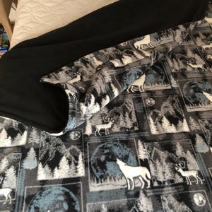 Wildlife Blankets Deer Moose Wolf Large Throws Cabin Woodland Double Sided Blanket image 2